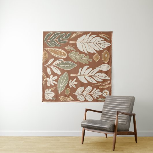 Tenture Terracotta Fleur sauvage Boho Rustique Mur Éclecti (En situation (horizontale))