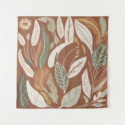 Tenture Terracotta Fleur sauvage Boho Rustique Mur Éclecti (Devant)