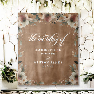 Tenture Terracotta Floral Mariage Photo Booth Arrière-plan