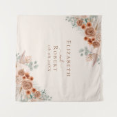 Tenture Terracotta Floral Pampas Mariage en herbe fond (Devant (Horizontal))