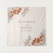 Tenture Terracotta Floral Pampas Mariage en herbe fond (Devant)