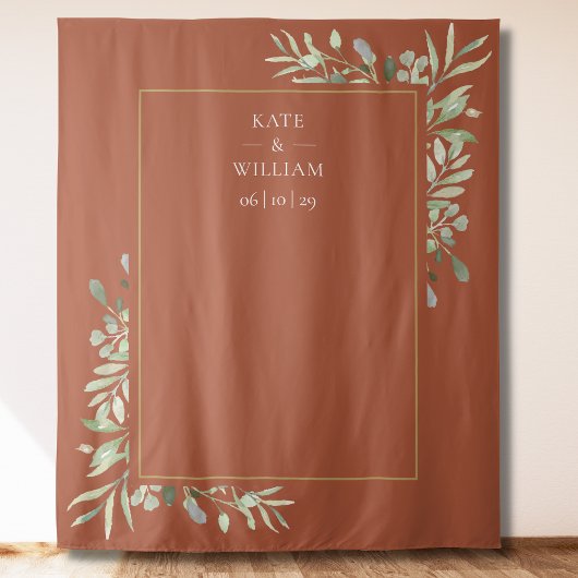 Tenture Terracotta Green Mariage Photo Booth Backdrop