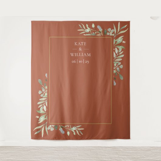 Tenture Terracotta Green Mariage Photo Booth Backdrop (Devant)