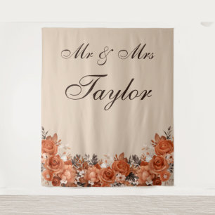 Tenture Terracotta légère et Mariage orange brûlé arrière-