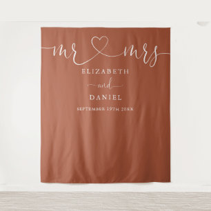 Tenture Terracotta M. Et Mme Heart Script Mariage