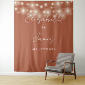 Tenture Terracotta String Lights Mariage Photo fond (En situation)