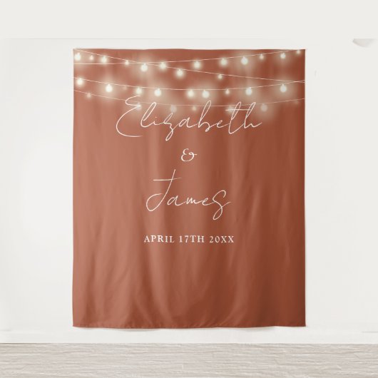 Tenture Terracotta String Lights Mariage Photo fond (Devant)