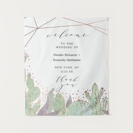 Tenture Terrarium Cactus et Succulentes Mariage de Bienven (Devant)