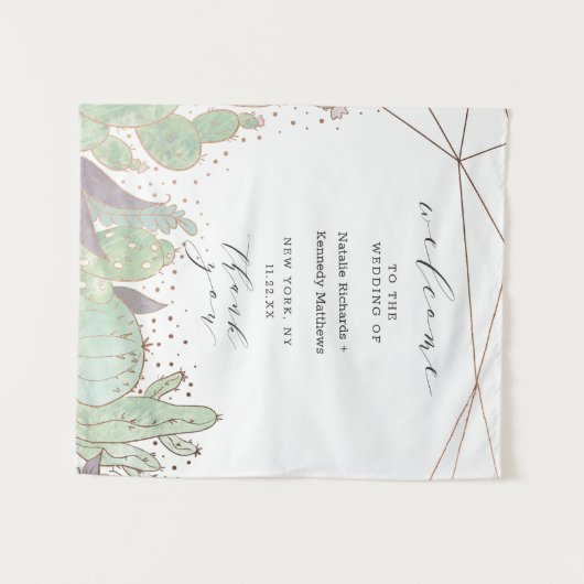 Tenture Terrarium Cactus & Succuls Mariage Bienvenue (Devant (Horizontal))