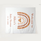 Tenture Terre cuite et pêche boho arc-en-ciel bienvenue   (Devant (Horizontal))