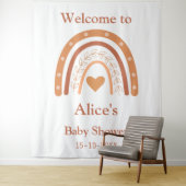 Tenture Terre cuite et pêche boho arc-en-ciel bienvenue   (En situation)