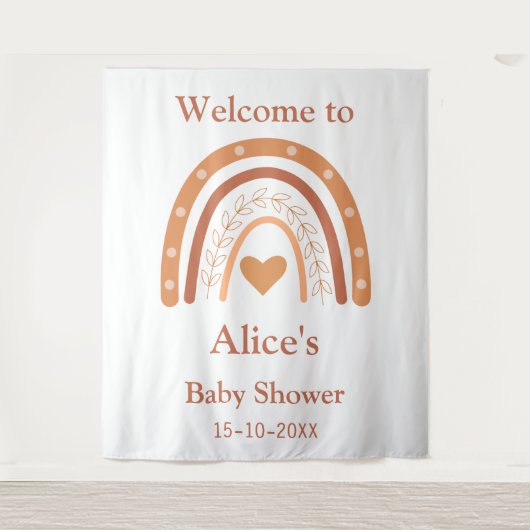 Tenture Terre cuite et pêche boho arc-en-ciel bienvenue   (Devant)