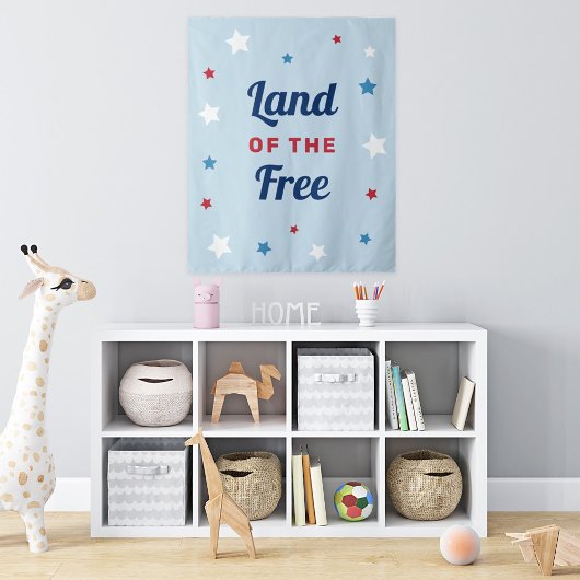Tenture Terre de libres 4 juillet bleu