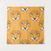 Tenture Tête de léopard orange, motif sans soudure. (Devant)