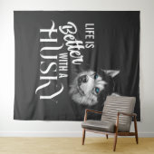 Tenture Tête de portrait Husky Sibérien Avec Yeux Bleus (En situation (horizontale))