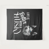 Tenture Tête de portrait Husky Sibérien Avec Yeux Bleus (Devant (Horizontal))