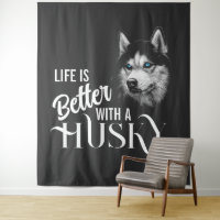 Tête de portrait Husky Sibérien Avec Yeux Bleus