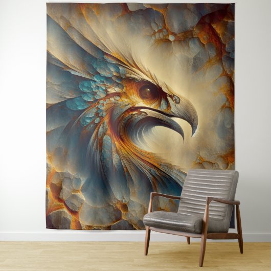 Tenture Tête d'oiseau disparue 1 - Aquarelle (En situation)