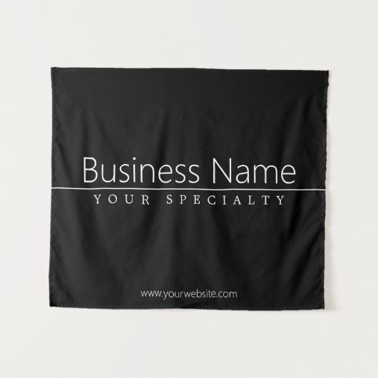 Tenture Texte blanc classique simple en noir (Devant (Horizontal))