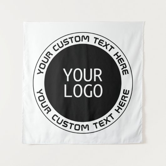 Tenture Texte circulaire modifiable et logo remplaçable |  (Devant)