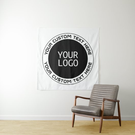 Tenture Texte circulaire modifiable & logo remplaçable | N (En situation)