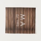 Tenture Texte de lettre de nom ajouté boho rustique marron (Devant (Horizontal))