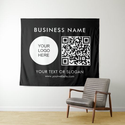 Tenture Texte de logo de code QR Séminaire Fête Événement (En situation (horizontale))