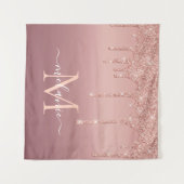 Tenture Texte de nom de monogramme Rose Gold Blush Paillet (Devant (Horizontal))