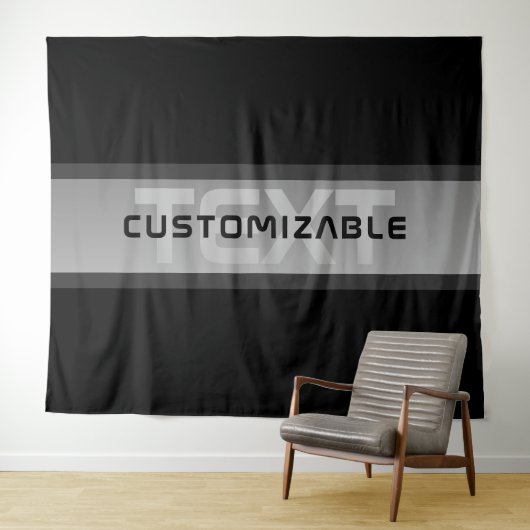 Tenture Texte en calques personnalisable moderne | Noir et (En situation (horizontale))