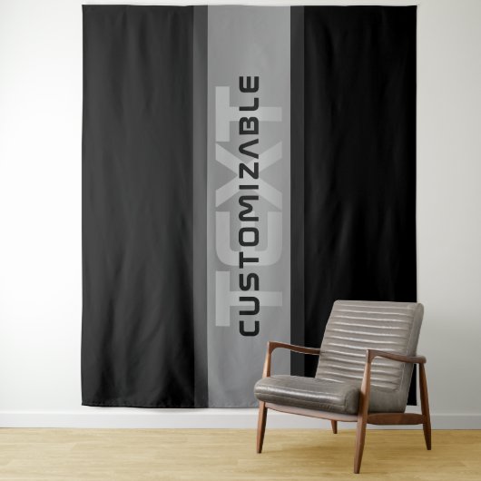 Tenture Texte en calques personnalisable moderne | Noir et (En situation)