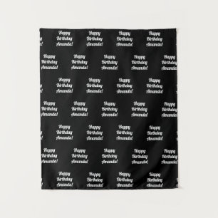 Tenture Texte personnalisable Joyeux Anniversaire Noir &