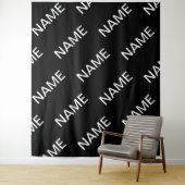 Tenture Texte personnalisable | Moderne gras Noir & Blanc (En situation)