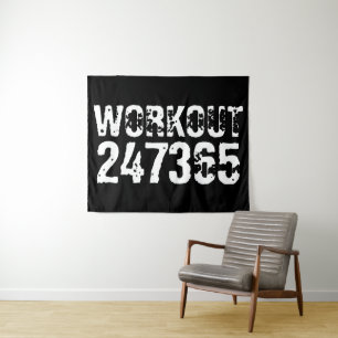 Tenture Texte usé et rayé Workout 247365 blanc