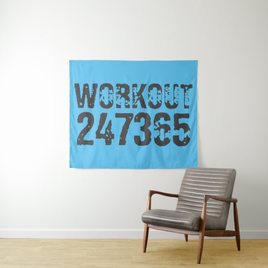 Tenture Texte usé et rayé Workout 247365 bleu (En situation (horizontale))