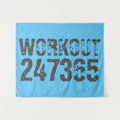 Tenture Texte usé et rayé Workout 247365 bleu (Devant (Horizontal))