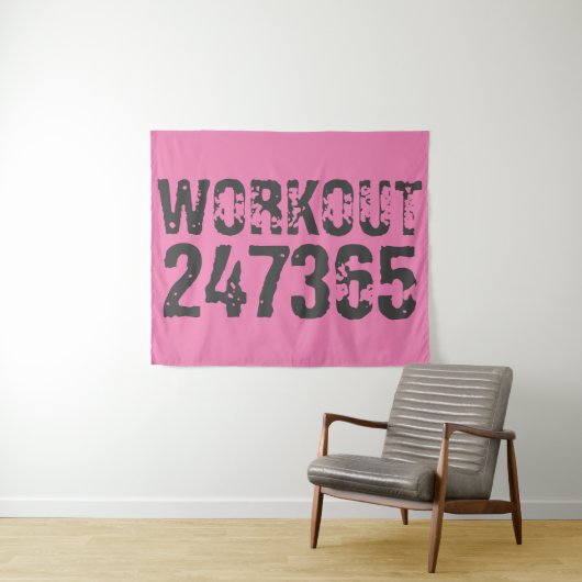 Tenture Texte usé et rayé Workout 247365 rose (En situation (horizontale))