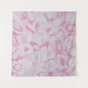 Tenture textile floral rose et blanc