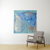 Tenture Texture d'aquarelle liquide en or bleu (En situation (horizontale))