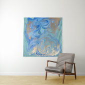 Tenture Texture d'aquarelle liquide en or bleu (En situation)