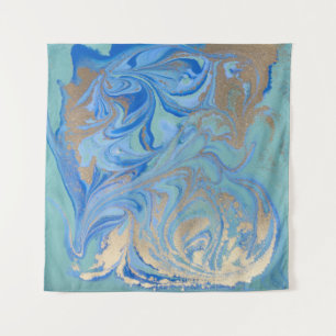 Tenture Texture d'aquarelle liquide en or bleu