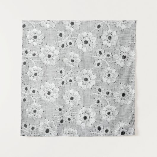 Tenture Texture de dentelle fine en tissu blanc avec coutu (Devant (Horizontal))