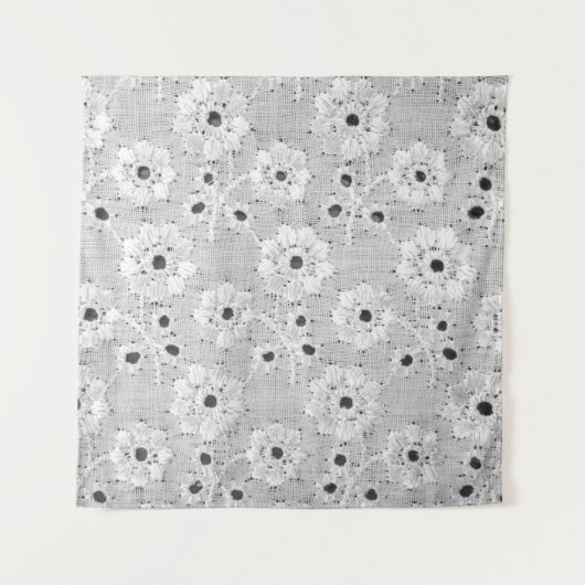 Tenture Texture de dentelle fine en tissu blanc avec coutu (Devant)