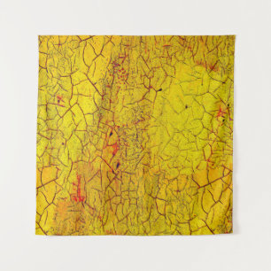 Tenture Texture de la vieille peinture jaune craquelé abst