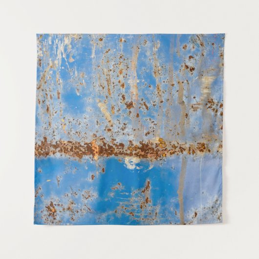 Tenture Texture métallique rouillée, décoration rayée bleu (Devant)