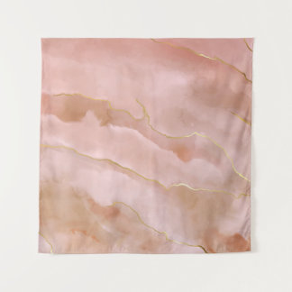 Tenture Texture or en marbre rose liquide