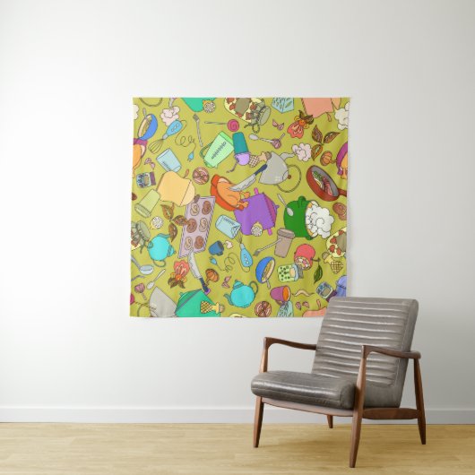 Tenture Texture transparente. Doodles dessinés à la main o (En situation (horizontale))