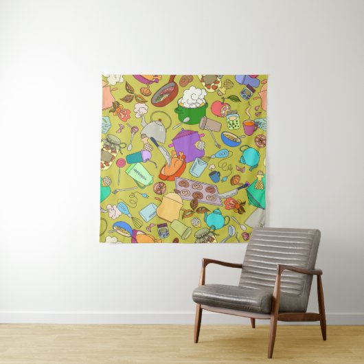 Tenture Texture transparente. Doodles dessinés à la main o (En situation)