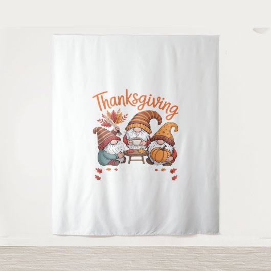 Tenture Thanksgiving Gnome Fall Leopard Turkey Essentiel T (Devant)