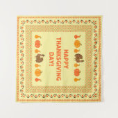 Tenture Thanksgiving : retro brodée carte design. (Devant (Horizontal))