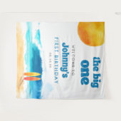 Tenture The Big One 1st Birthday Surf Beach Photo Backdrop (Devant (Horizontal))